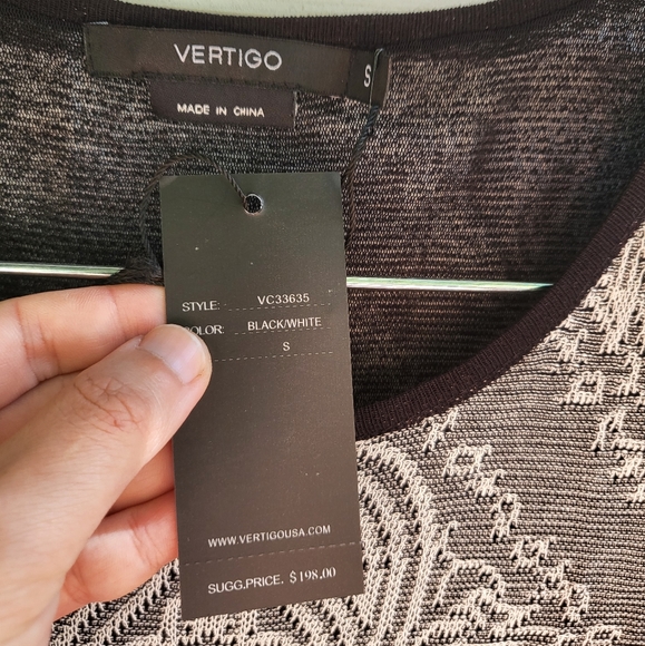 NWT Vertigo paris black and white lace mesh filigree dress - Picture 3 of 3